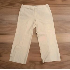 Vince Wool Blend Wide Leg Cropped Trousers Women’s 14 Cream Button Hem Pants